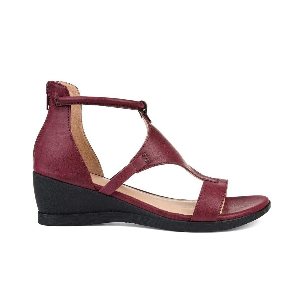 Journee Collection Womens 7 M Wine Red Trayle Caged Wedge Sandals NIB PL0